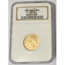 AUSTRALIA 1866 . ONE 1 SOVEREIGN . SYDNEY . GOLD . SLABBED